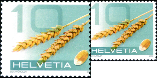 [7300.1279.10] 10 Rp. Weizen, "Stark nach rechts verschobenes Markenbild"