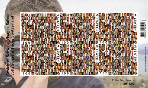 [7300.1451.05] Gesichter Schweiz, 6er-Kleinbogen, UNGEZÄHNT statt gezähnt