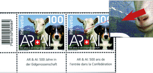 [7300.1461.01] 100 Rp. AR & AI: 500 Jahre in der Eidgenossenschaft, "Hellgrüner runder Putzer im Wald"