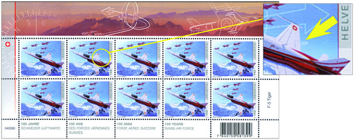 [7300.1494.01] 140 Rp. F-5 -Tiger, "Grosser blauer Putzer am rechten Flügel"