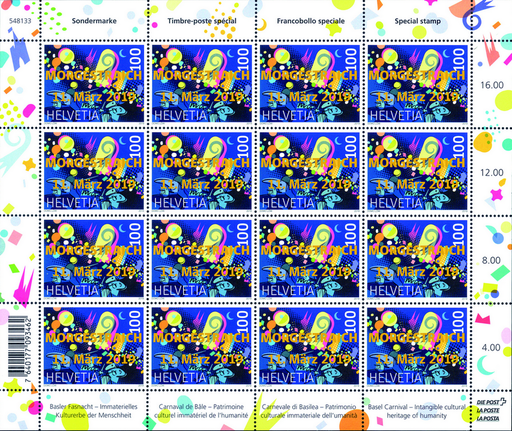 [7300.1712.07] 100 Rp. Basler Fasnacht mit Gold-Überdruck "MORGESTRAICH 11. März 2019"