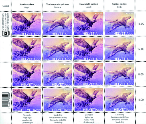 [7300.1727.03] 2019, Europa - Vögel, "Fehlender Gold- oder Silberaufdruck" .