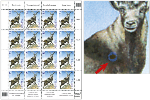 [7300.2006.41] 85 Rp. Steinbock, &quot;Violetter Kreis auf der Schulter&quot;.