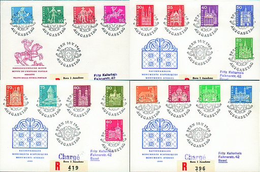 [7303.355.01] 1960, Postgeschichtliche Motive und Baudenkmäler, Weisses Papier