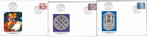 [7303.609.01] 40 Rp. Escalade Genève, 100 Rp. Rosette, Lausanne, 200 Rp. Erker am Bürgerhaus, Schaffh.