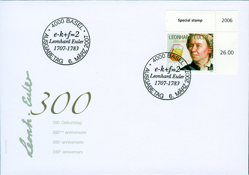 [7303.1226.01] 130 Rp. Portrait von Leonhard Euler, Mathematiker, "Druckdatum 2006 statt 2007 im Bogenrand"