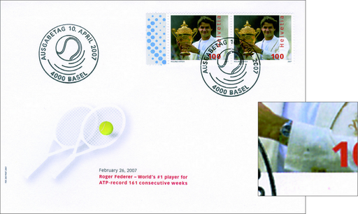[7303.1229.01] 100 Rp. Roger Federer, &quot;Schwarzer Manschettenknopf am Ärmel&quot;