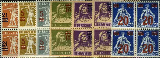 [7305.146.01] 1921, Aufbrauchsausgaben mit neuen Wertaufdrucken