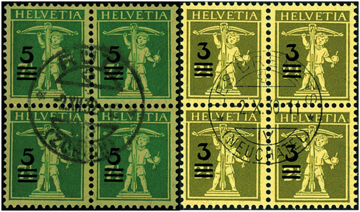 [7305.180.02] 1930, Aufbrauchsausgaben mit neuen Wertaufdrucken