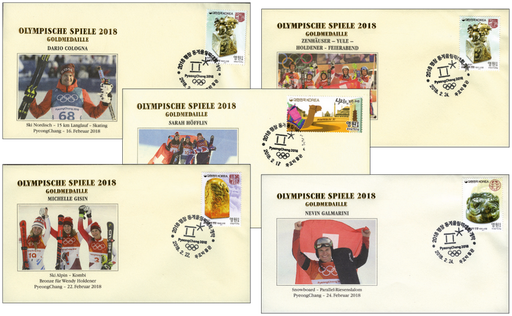 [7309.2018.06] 2018, 5 Belege Olympische Winterspiele, PyeongChang