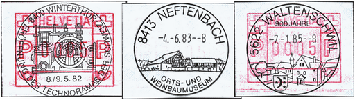 [7310.6.05] 1981, ATM-Typ 6, "Starke, rote Einfärbung" und "Streifendes Farbband"
