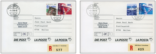[7325.1.03] 1994, Adress-Klebeetiketten-Typ 1+2, &quot;Grösste Briefmarke der Schweiz&quot;