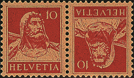 [7330.8.01] 10+10 Rp. rot, sämisch