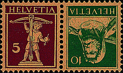 [7330.23.01] 5+10 Rp. rot lila und blaugrün