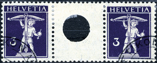 [7350.6.02] 3+3 Rp. blauviolett, Type 2