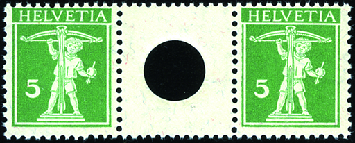 [7350.7.02] 5+5 Rp. grün Type 3