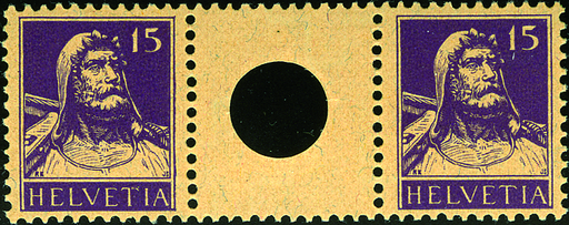 [7350.10.01] 1918 Tellbrustbild 15+15 Rp. rotviolett