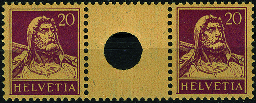 [7350.29.01] 1921 Tellbrustbild 20+20 Rp. rotlila