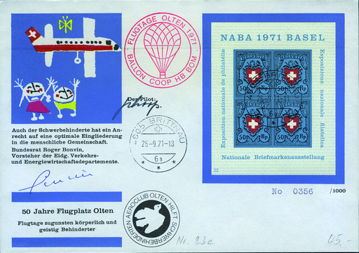 [7362.1971.01] 1971, Ballonbrief &quot;50 Jahre Flugplatz Olten&quot;