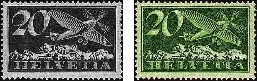 [7370.4.02] 20 Rp. Flugzeug, grün-grünblau,