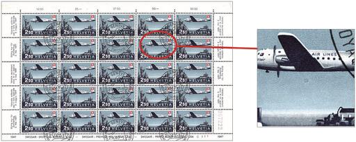 [7370.42.04] 250 Rp. Douglas-DC4, "Grosser blauer Fleck unter dem Flügel"