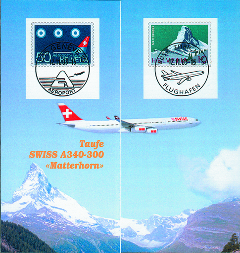 [7371.2003.03] 2003 Folder Swiss - Jungfernflug A340