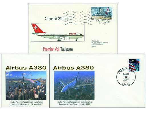 [7371.2007.05] 2007, zwei Erstflug-Belege A380