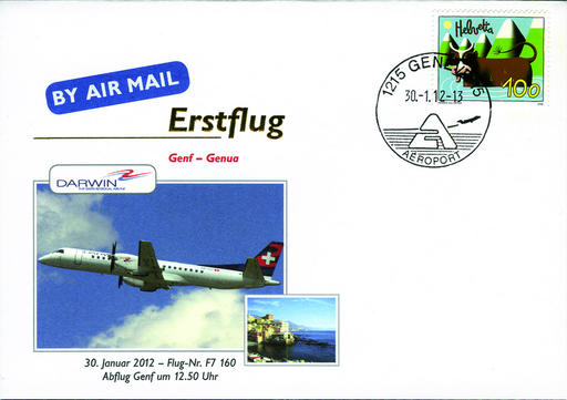 [7371.2012.04] 2012, Erstflug Darwin Airlines Genf - Genua