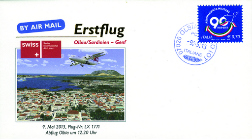 [7371.2013.08] 2013, Erstflug Swiss Airlines Olbia-Sardinien-Genf