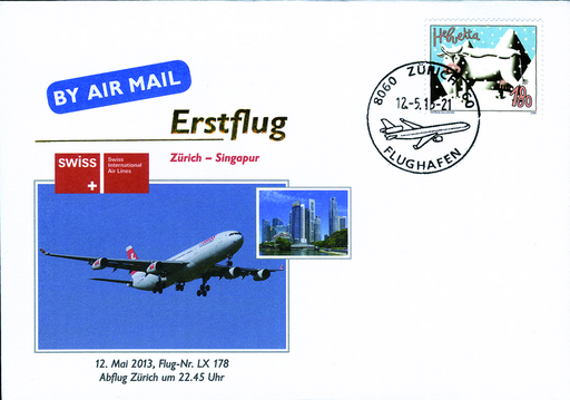 [7371.2013.09] 2013, Erstflug Swiss Airlines Zürich-Singapur