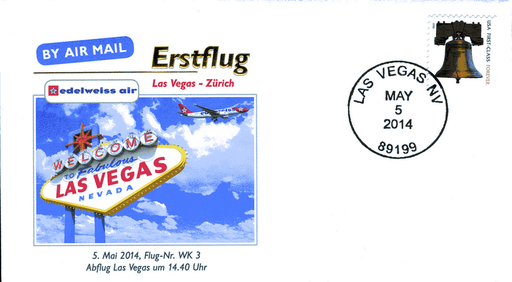 [7371.2014.09] 2014, Erstflug &quot;Edelweiss Air&quot; Las Vegas - Zürich