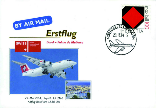 [7371.2014.14] 2014, Erstflug Swiss Airlines Basel-Mallorca