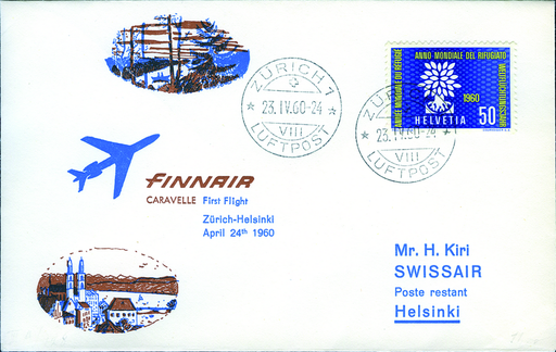 [7373.60.01] 1960, FINNAIR, Zürich-Helsinki