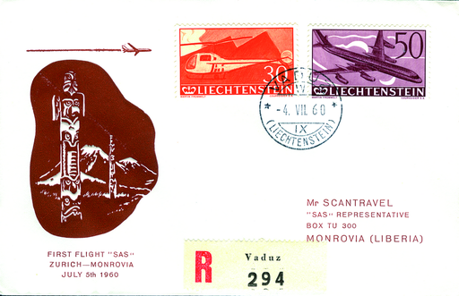 [7373.60.48] 1960, Scandinavian Airline, Zürich-Monrovia