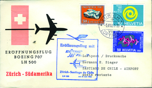 [7373.61.39] 1961, Lufthansa, Zürich-Santiago de Chile