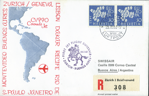 [7373.62.13] 1962, SWISSAIR, Zürich-Buenos Aires