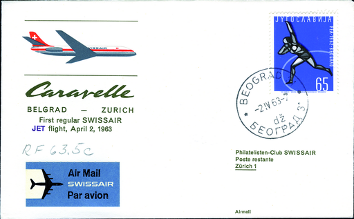 [7373.63.09] 1963, SWISSAIR, Belgrad-Zürich