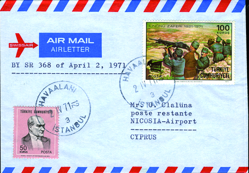[7373.71.11] 1971, SWISSAIR, Istanbul-Nicosia