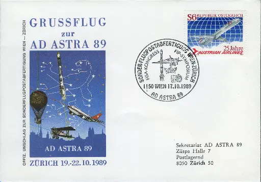 [7374.89.01] 1989, Sonderflug Wien-Zürich zur "D ASTRA 89"