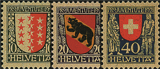 [7390.18.01] 1921, Kantons- und Schweizer Wappen