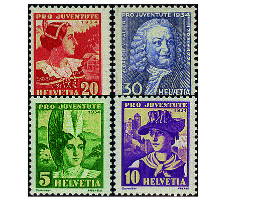 [7390.69.01] 1934, Schweizer Frauentrachten und Bildnis Albrecht von Hallers