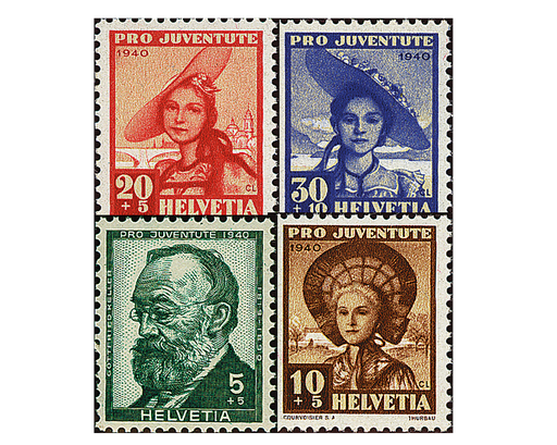 [7390.93.01] 1940. Bildnis Gottfried Kellers und Schweizer Frauentrachten