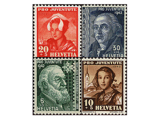 [7390.101.01] 1942, Bildnisse N. Riggenbachs und K.Eschers von der Linth, und Schweizer Frauentrachten