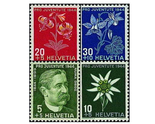 [7390.109.01] 1944, Bildnis Numa Droz' und Alpenblumenbilder