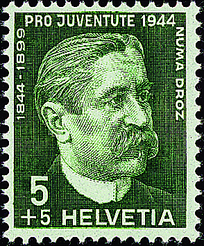 [7390.109.05] 5+5 Rp. Numa Droz, "Gelber Gummi"