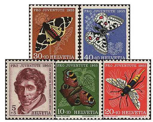 [7390.158.01] 1955, Bildnis Charles Picet-de-Rochemonts und Insektenbilder