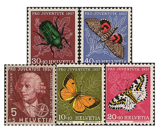 [7390.168.01] 1957, Bildnis Leonhard Eulers und Insektenbilder