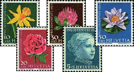 [7390.205.01] 1964, Mädchenbildnis, Wiesen- und Gartenblumen