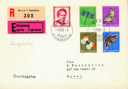 [7396.138.01] 1951, Bildnis Johanna Spyris und Insektenbilder,