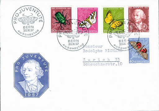 [7396.168.01] 1957, Bildnis Leonhard Eulers und Insektenbilder